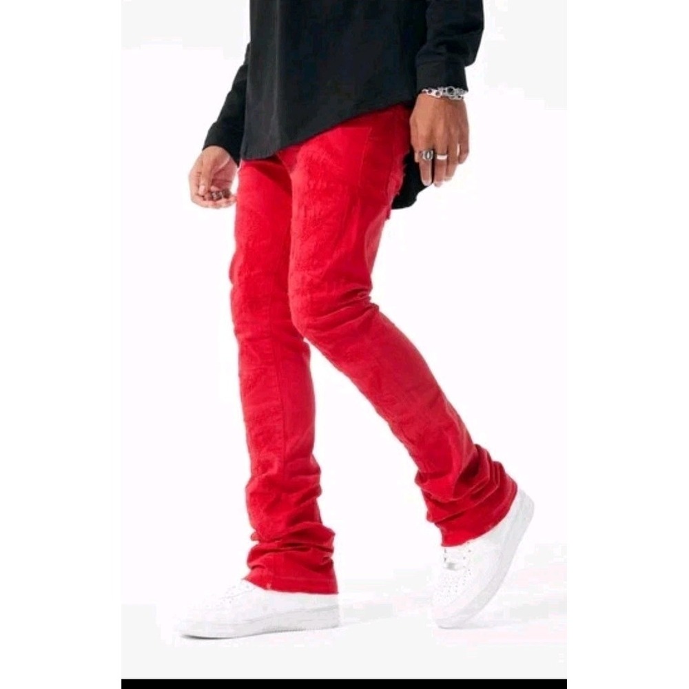 Jordan Craig Martin Stacked Skinny Jeans Mens Size 40 Red Denim NWT JTF956
